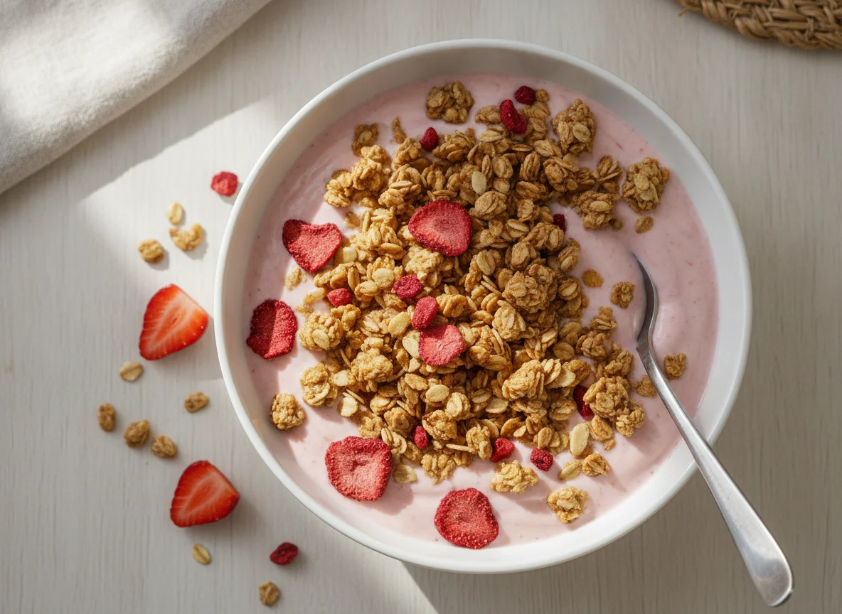 Knuspermüsli mit Erdbeerjoghurt photo