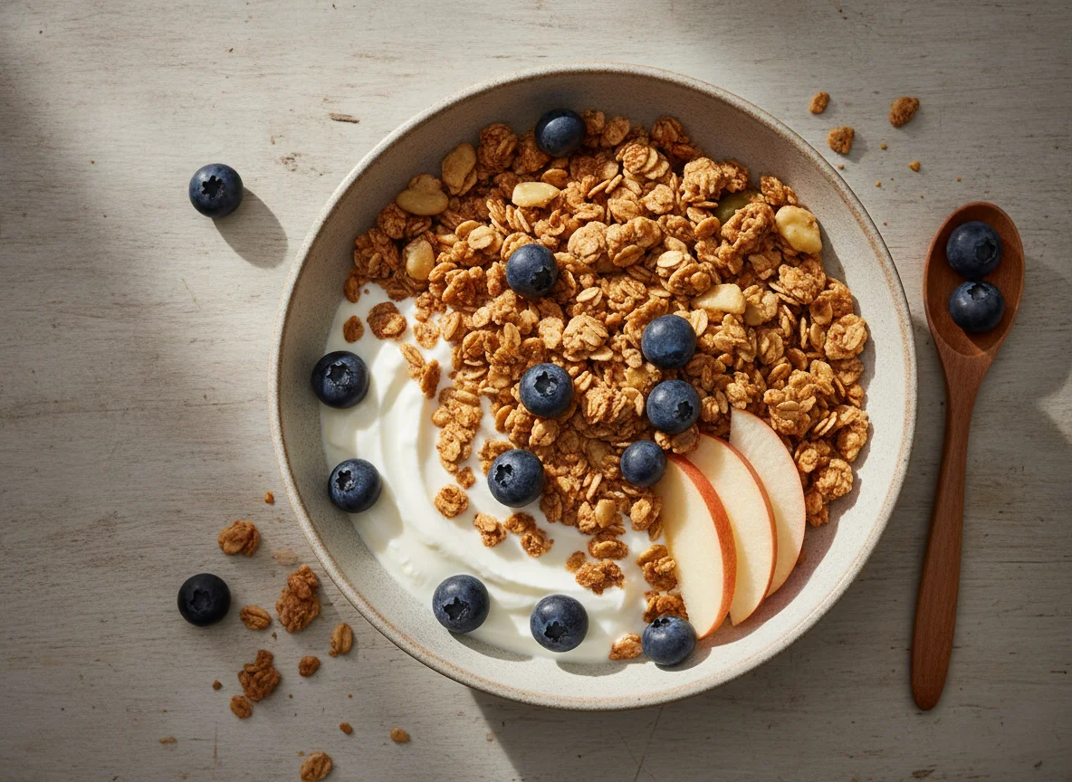 Knuspermüsli mit Joghurt und Früchten photo