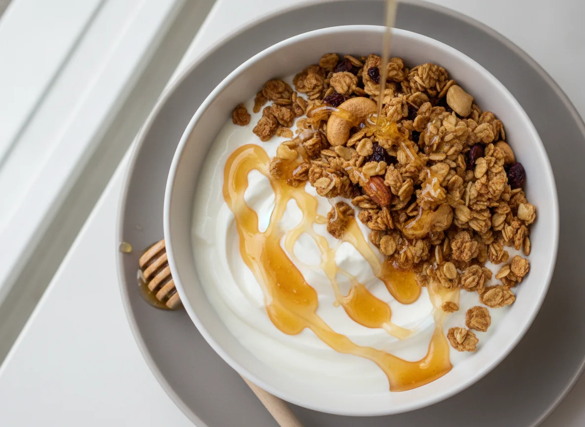 Knuspermüsli mit Joghurt und Honig photo