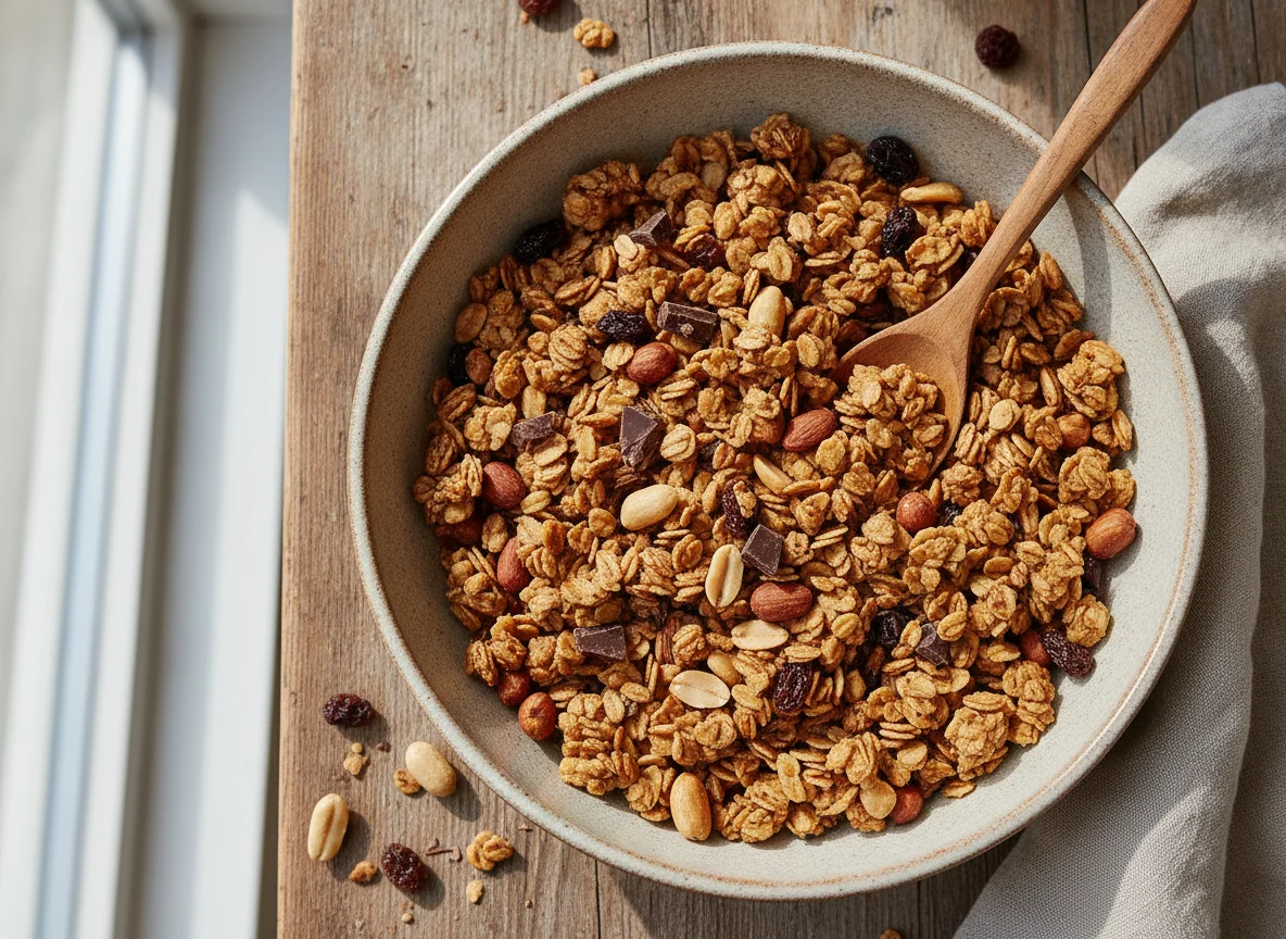 Knuspermüsli mit Nüssen und Schokolade photo