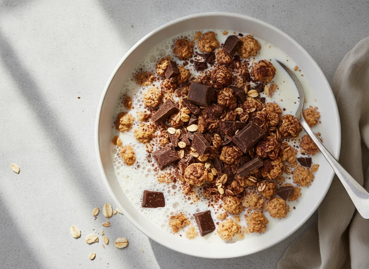 Knuspermüsli mit Schokolade und Milch photo
