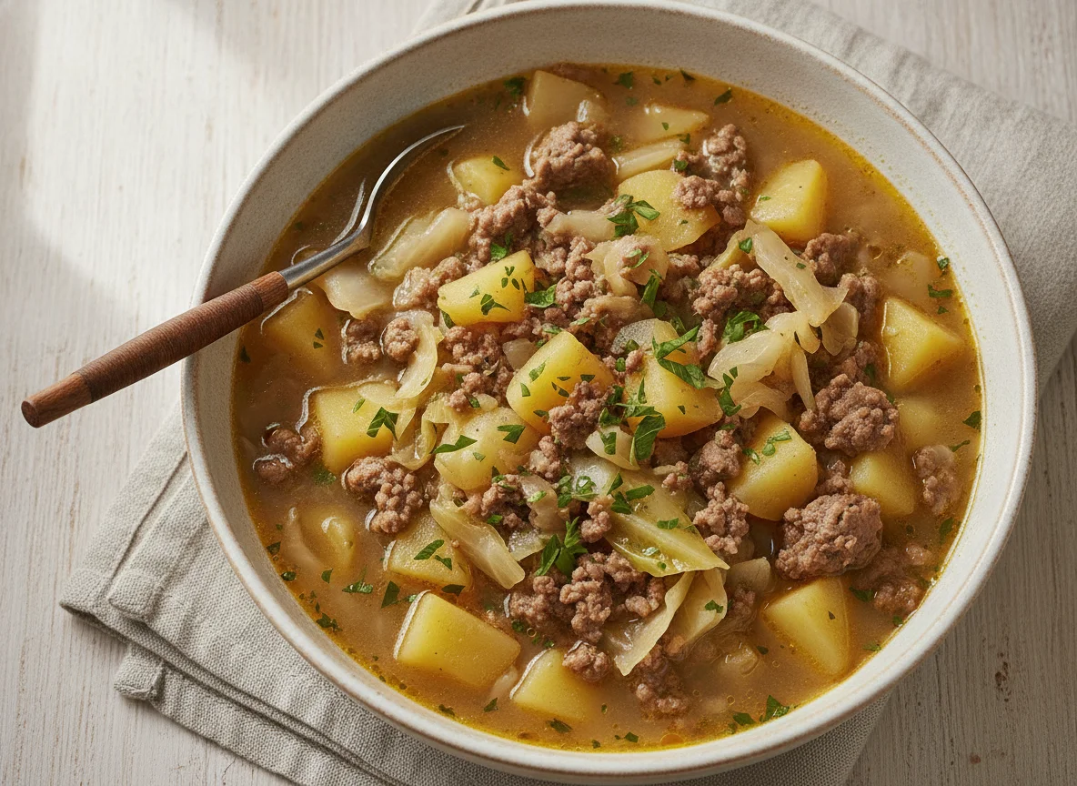 Kohl-Hackfleisch-Eintopf mit Kartoffeln photo