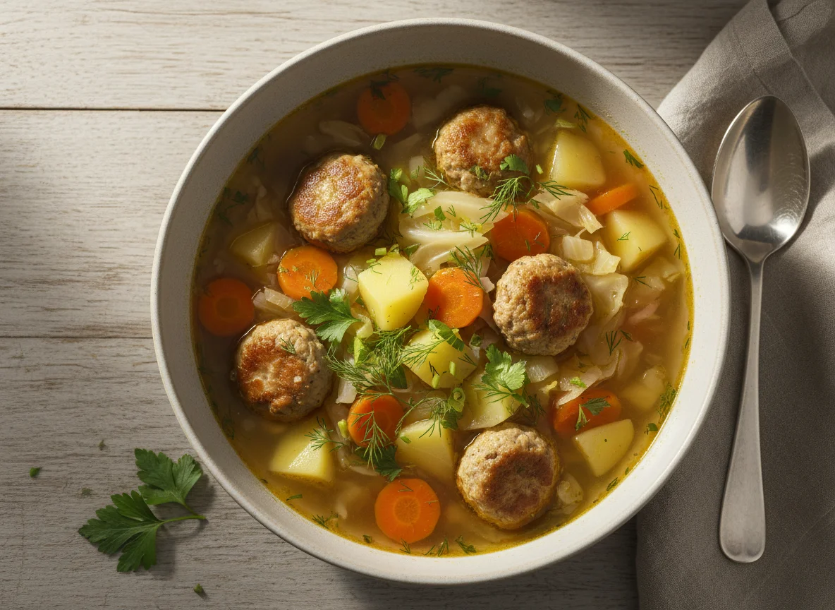 Kohlsuppe mit Hackbällchen photo
