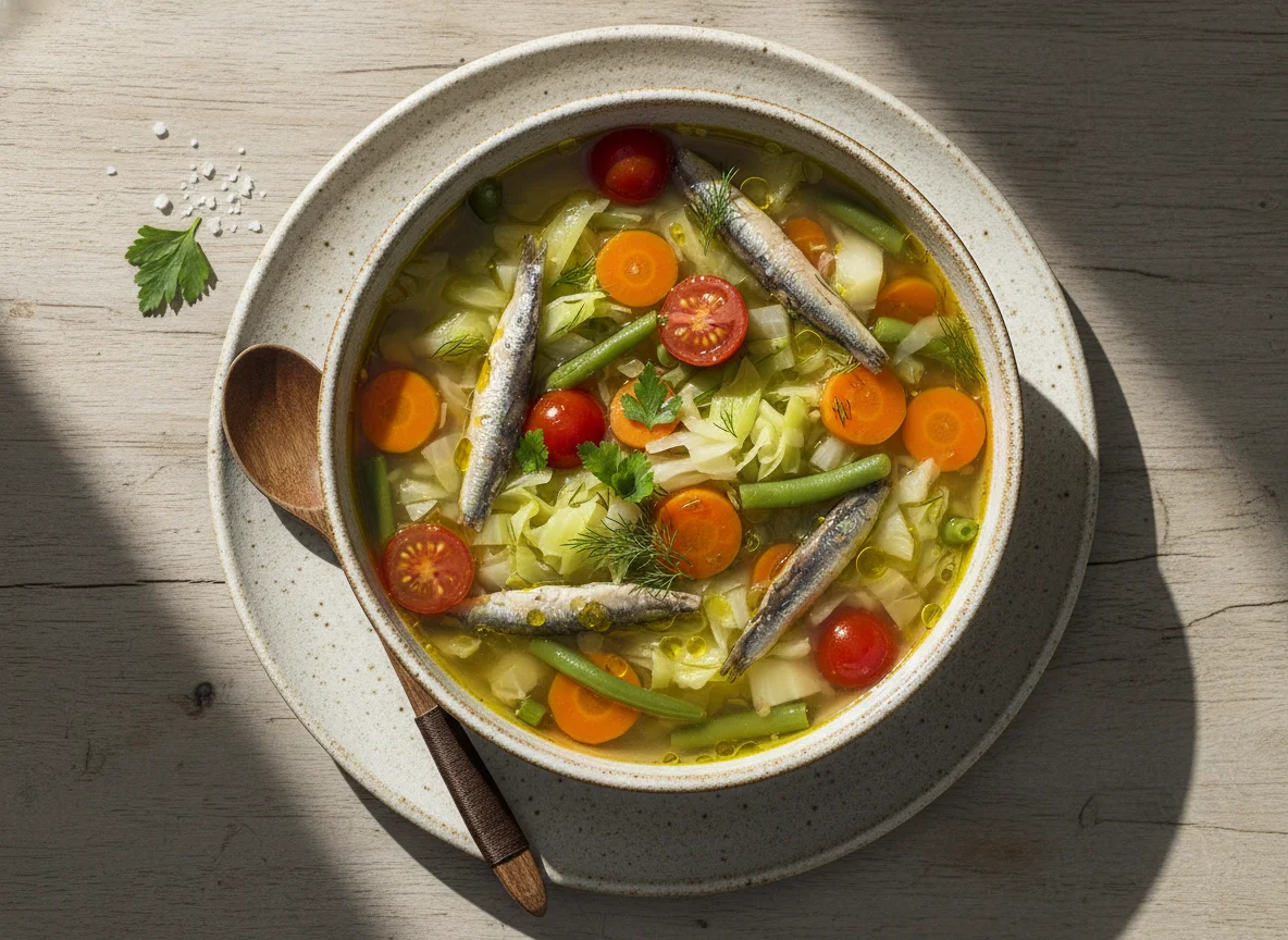 Kohlsuppe mit Sardellen photo