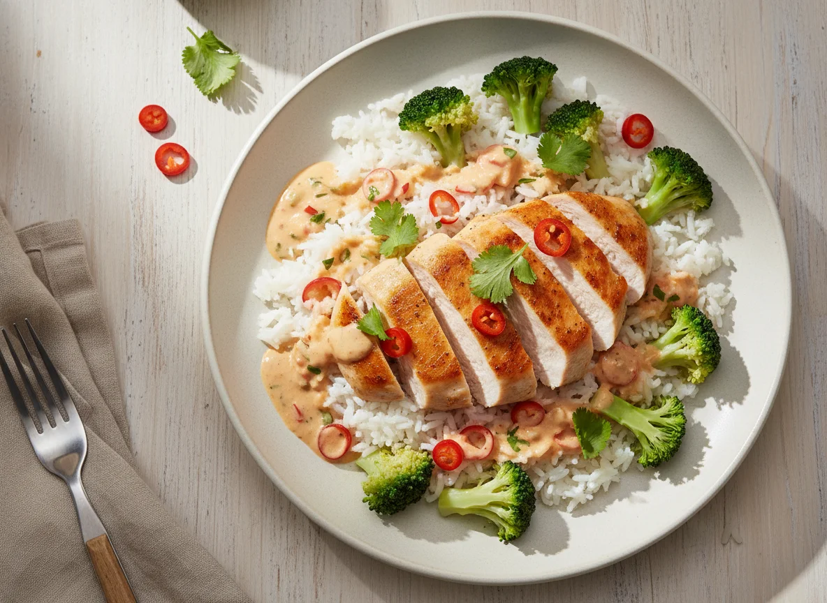 Kokos-Chili mit Hähnchenbrust photo