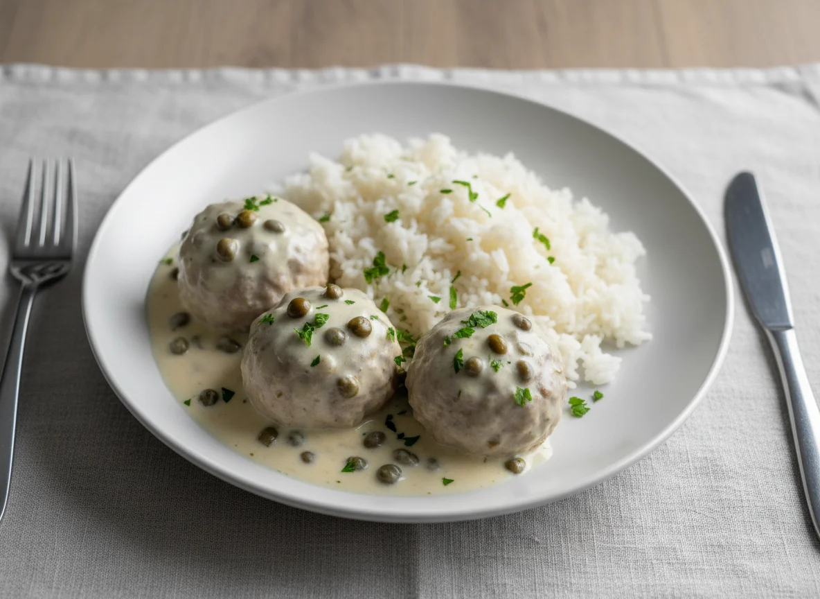 Königsberger Klopse mit Reis photo