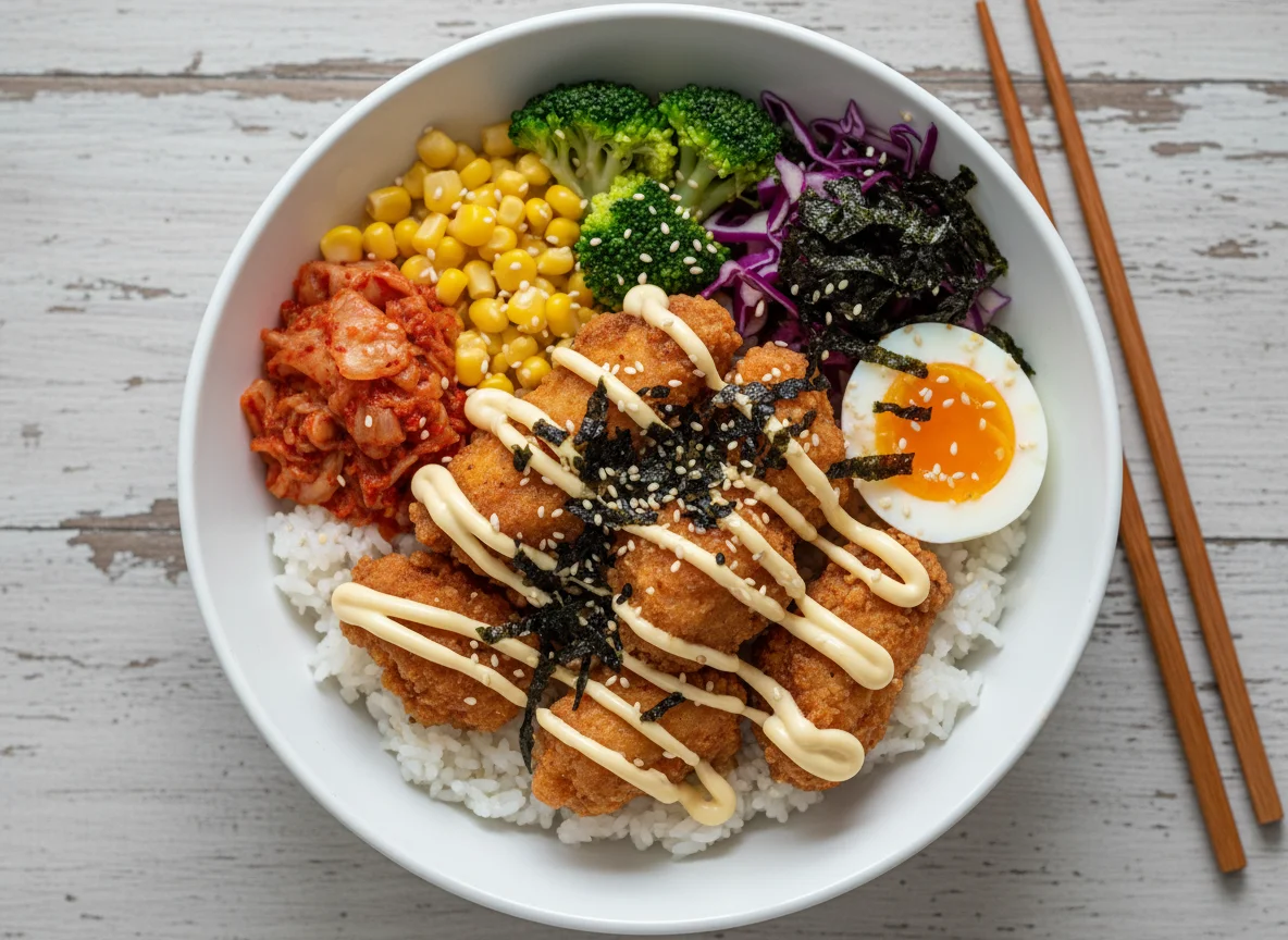 Koreanische Hähnchen-Reisschale photo