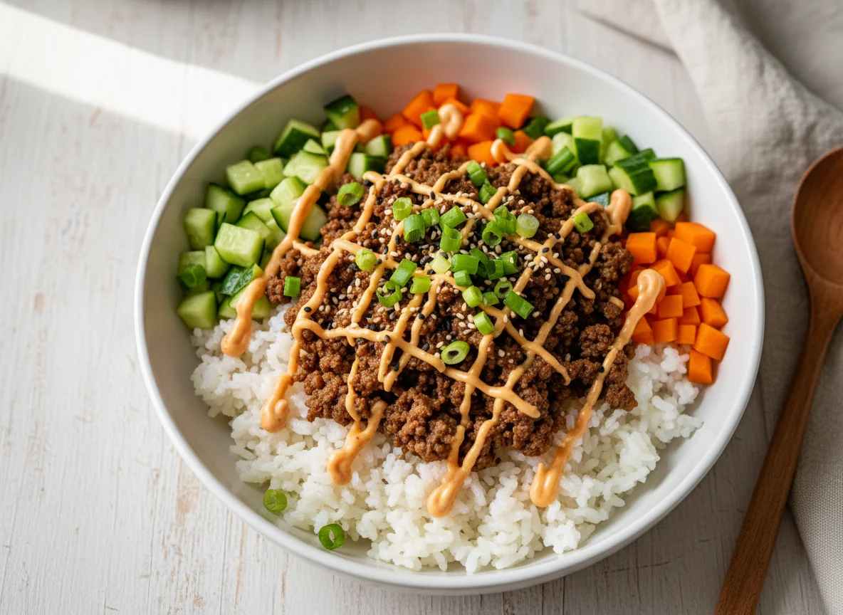 Koreanische Rinderhack-Bowl photo