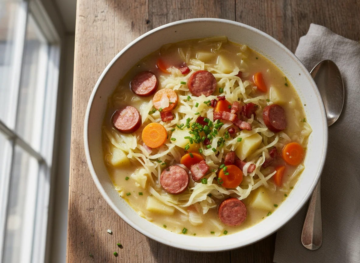 Kraut- und Wurstsuppe photo