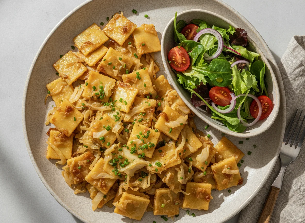 Krautfleckerl mit Beilagensalat photo