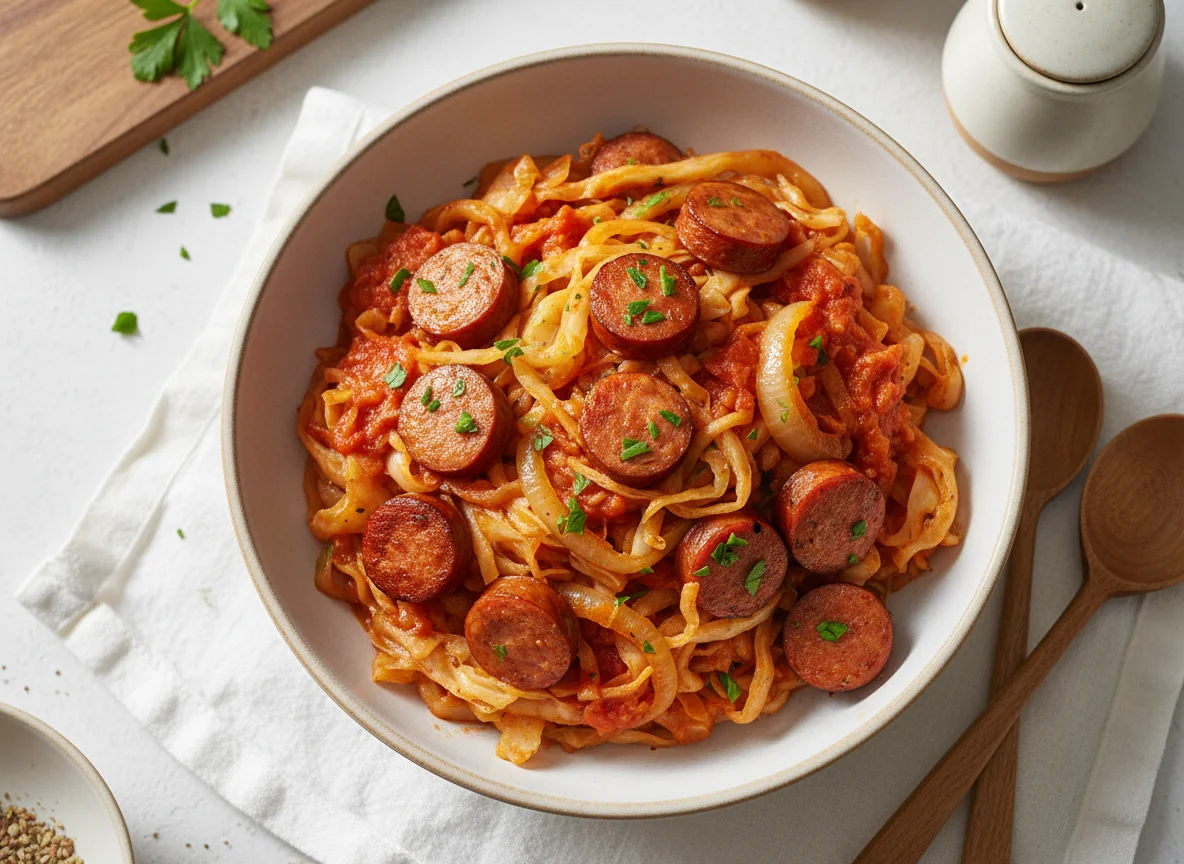 Krautpfanne mit Wurst photo