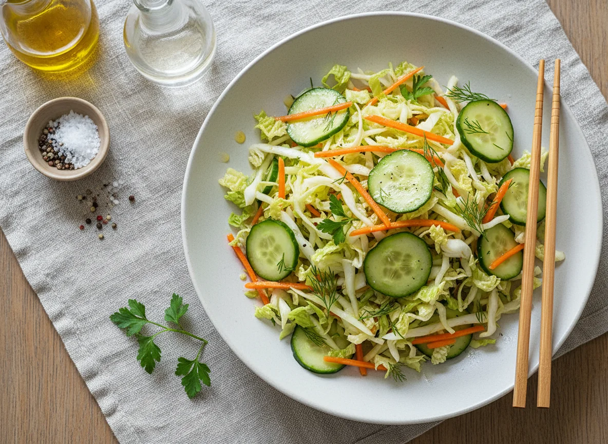 Krautsalat mit Karotten und Gurken photo