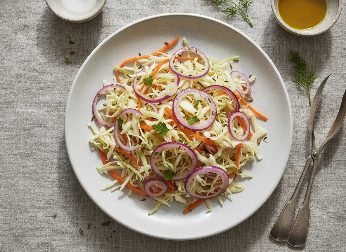 Krautsalat mit roten Zwiebeln photo