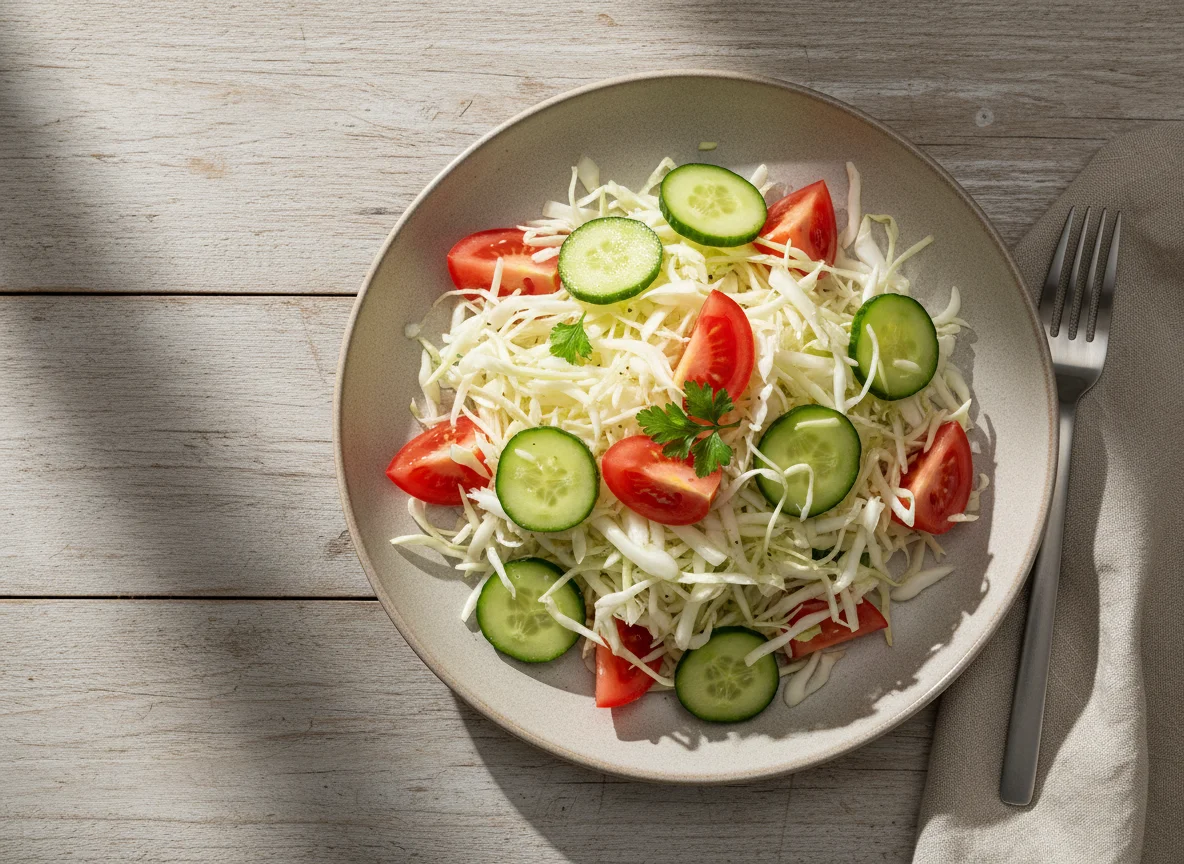 Krautsalat mit Tomaten und Gurken photo