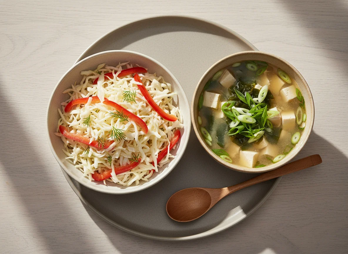 Krautsalat und Misosuppe photo