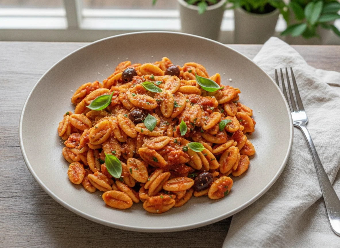 Kritharaki-Pfanne mit Tomatensauce photo