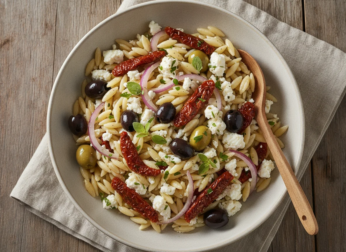 Kritharaki-Salat mit Feta und Tomaten photo