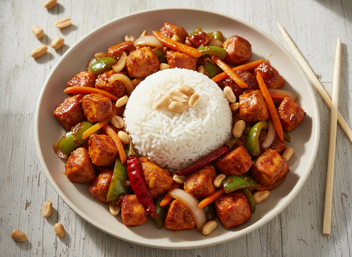 Kung Pao Huhn mit Reis photo