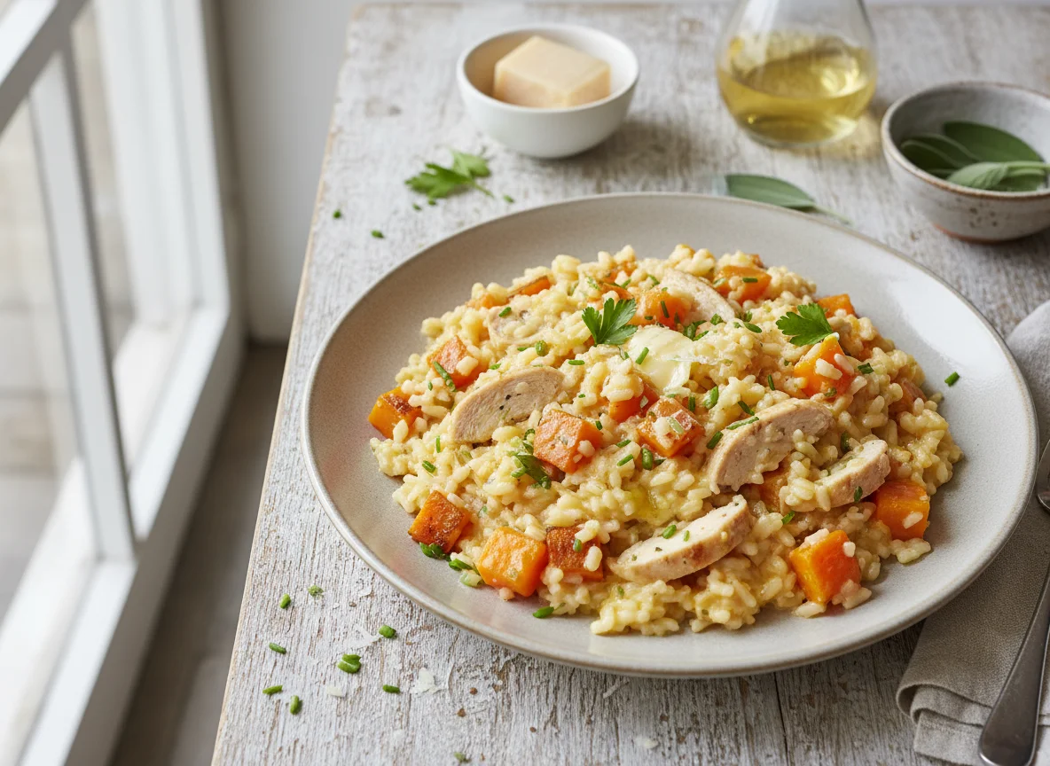 Kürbis Hühnchen Risotto photo