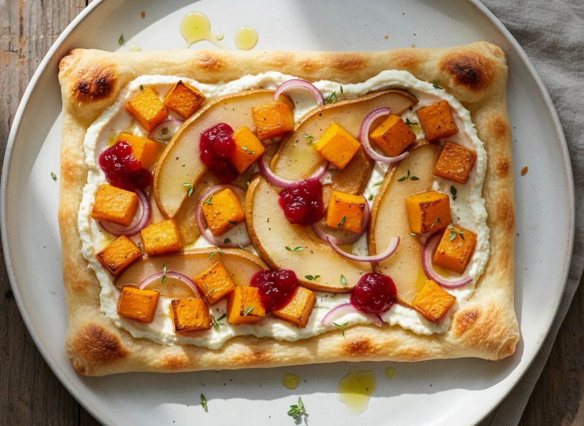 Kürbis-Birnen-Flammkuchen photo