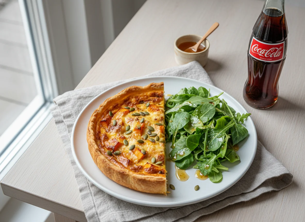 Kürbisquiche mit Beilagen photo