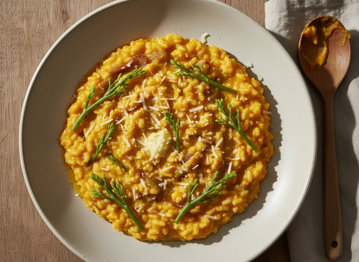 Kürbisrisotto mit Salicornia und Parmesan photo
