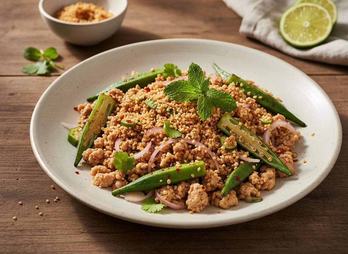 Laab Gai mit Okra photo