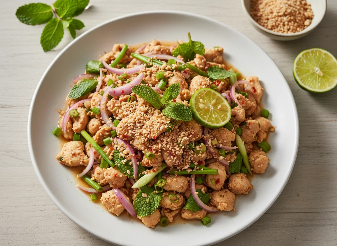 Laab Gai (Thailändischer Hähnchensalat) photo