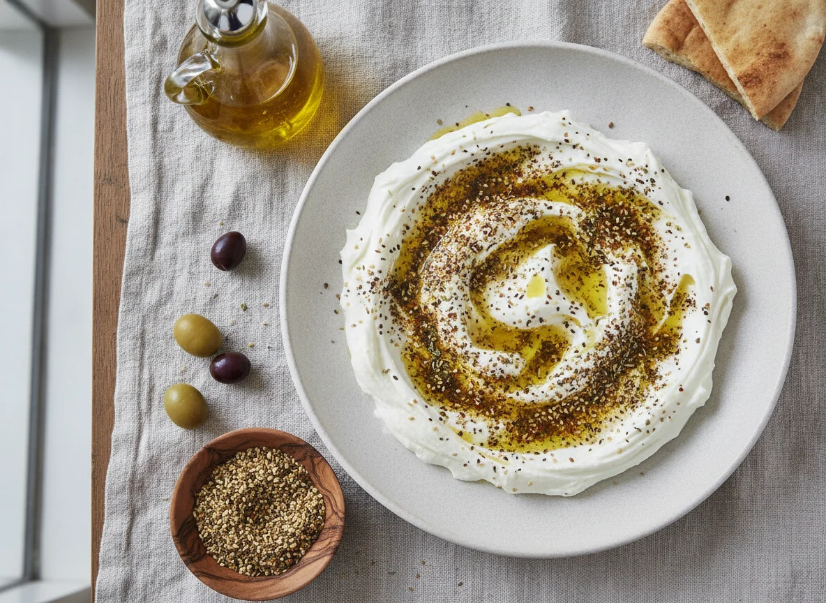 Labneh mit Olivenöl und Za'atar photo