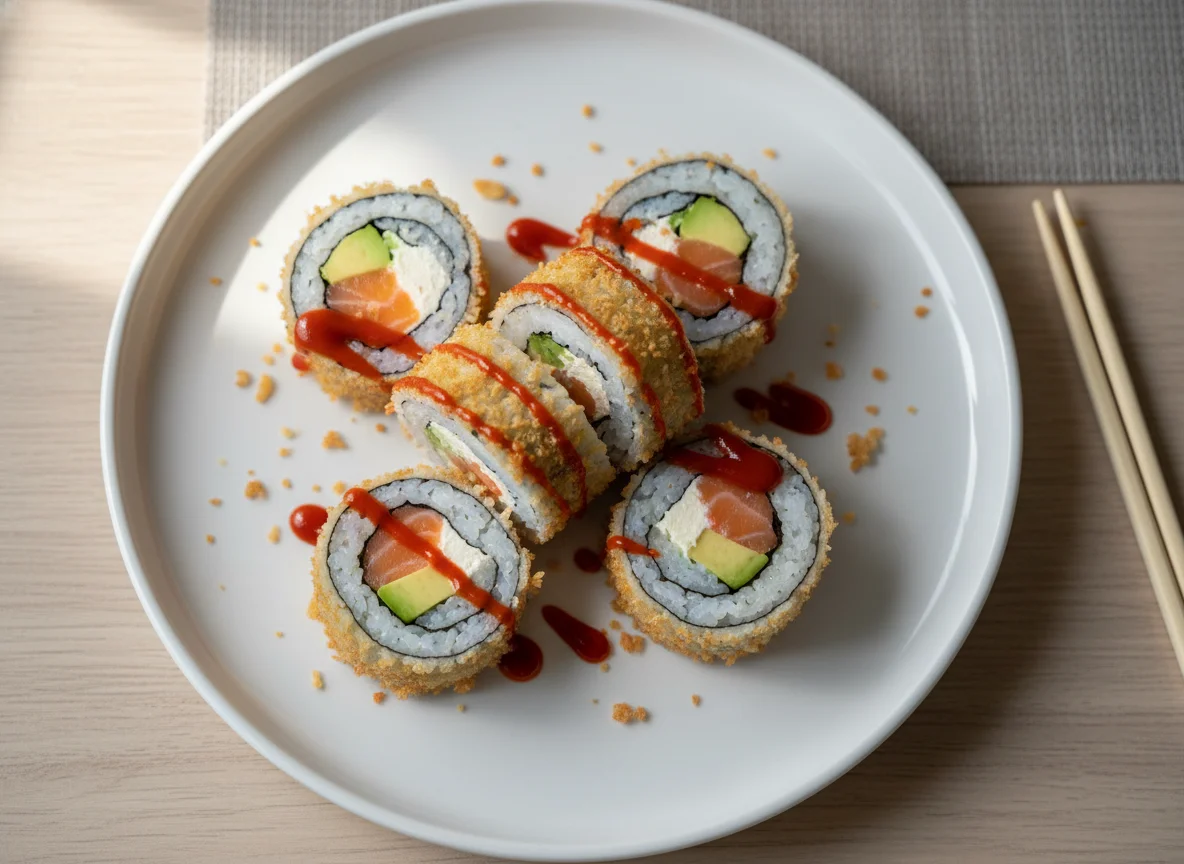 Lachs Avocado Crunchy Sushi photo