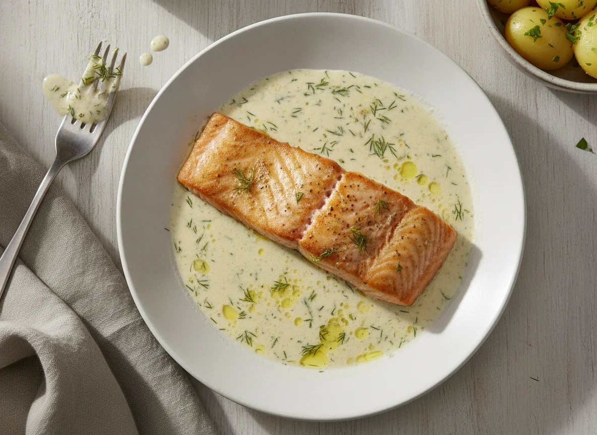 Lachs in Sahne-Dill-Sauce photo