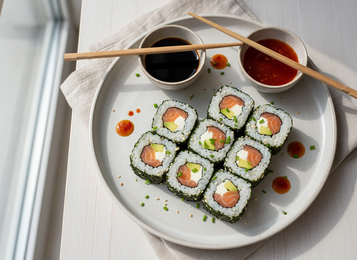 Lachs Maki mit Frischkäse und Avocado photo