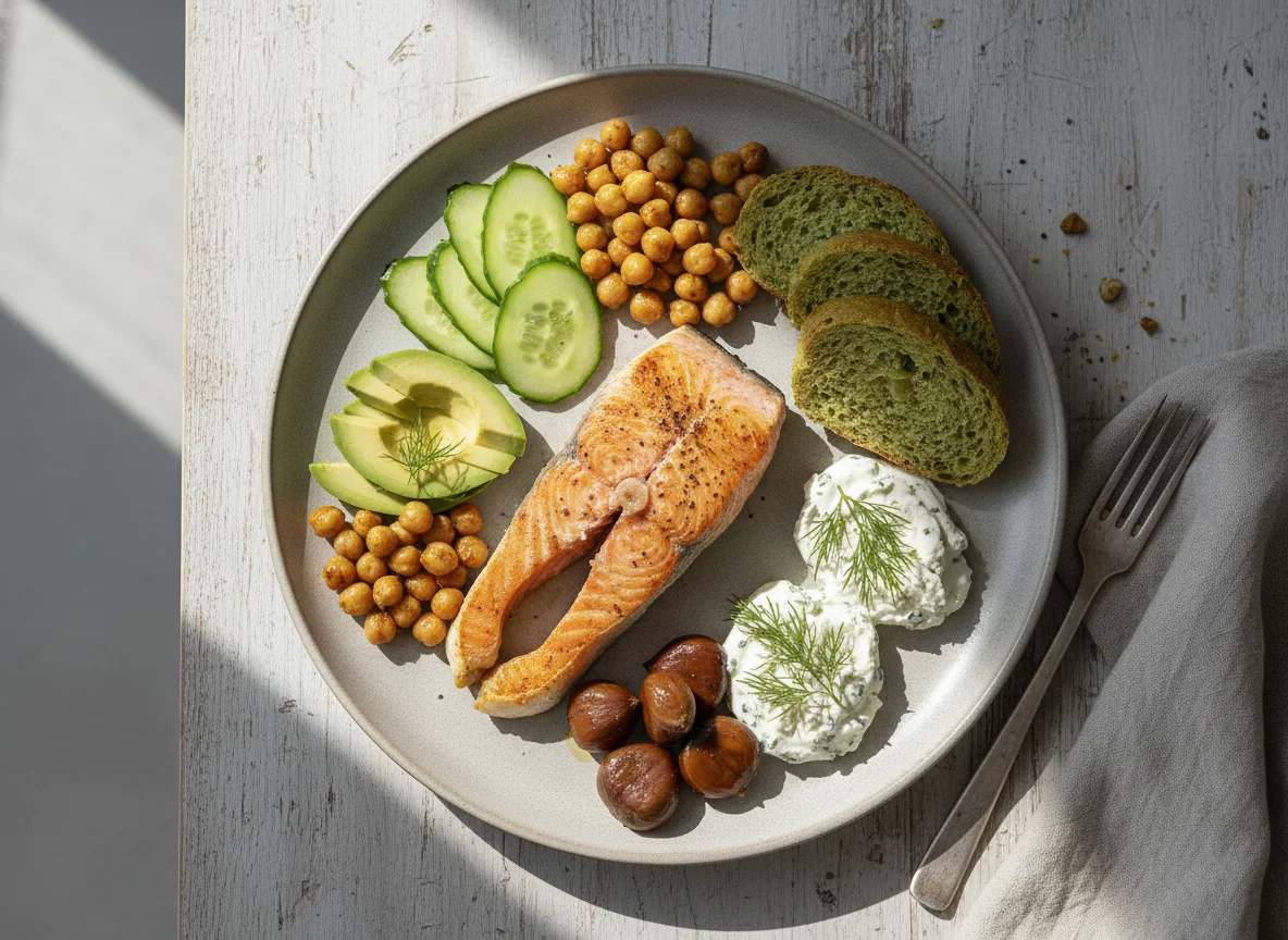 Lachs mit Beilagen photo