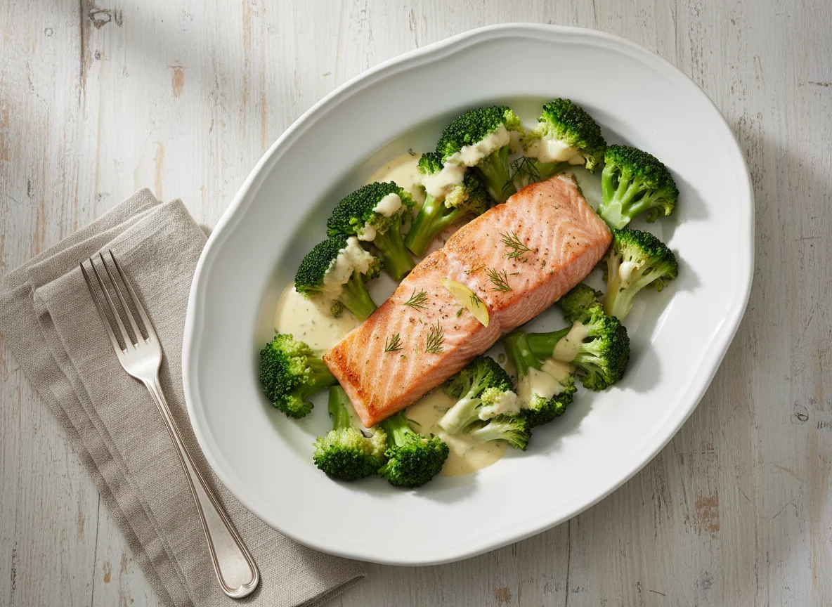 Lachs mit Brokkoli photo