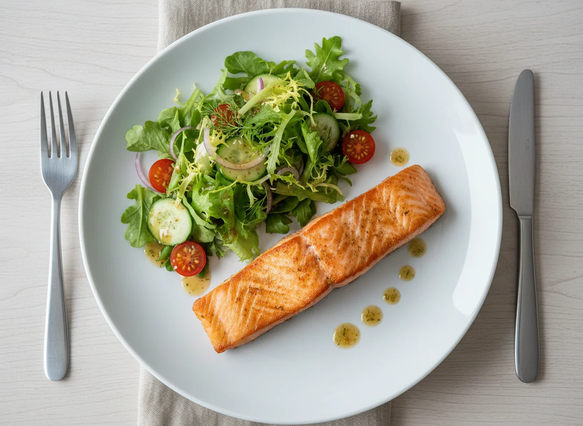 Lachs mit gemischtem Salat photo