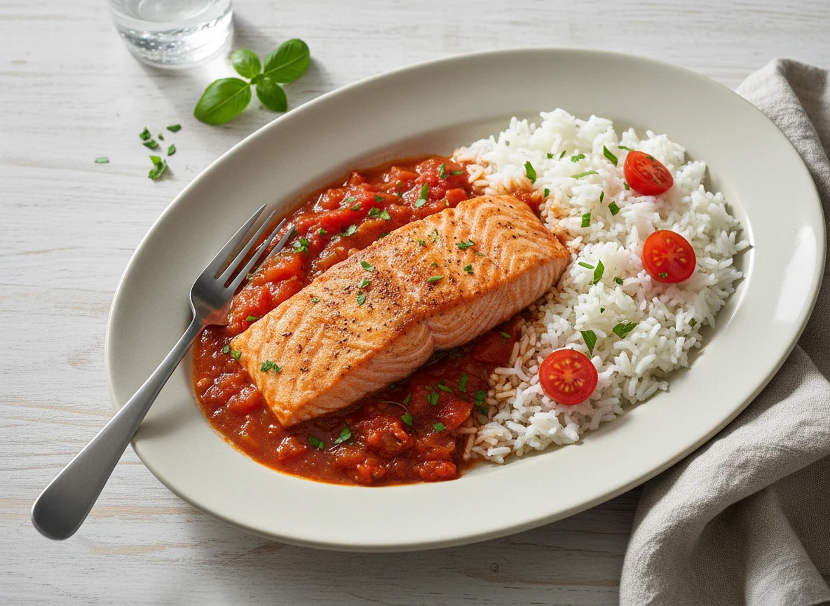 Lachs mit Reis photo