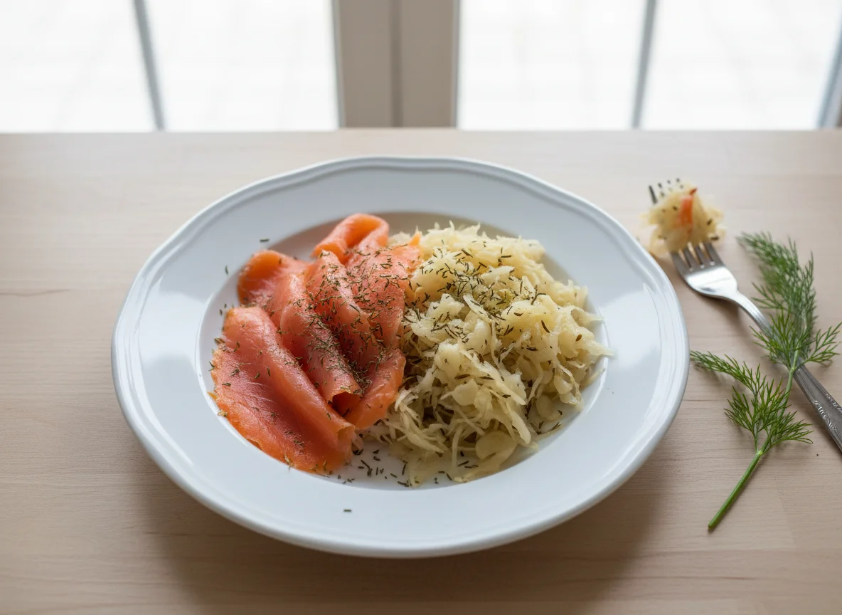 Lachs mit Sauerkraut photo