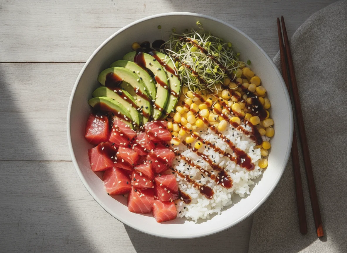 Lachs-Avocado-Poke-Bowl photo