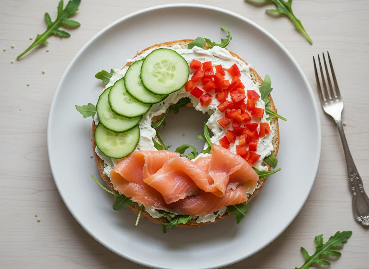Lachs-Bagel mit Gemüse photo
