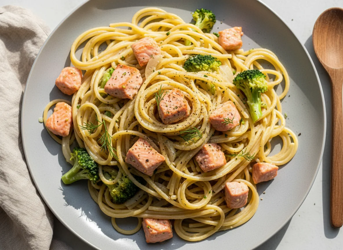 Lachs-Brokkoli-Nudeln photo