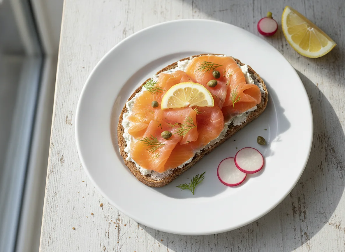 Lachsbrot auf Vollkornbrot photo