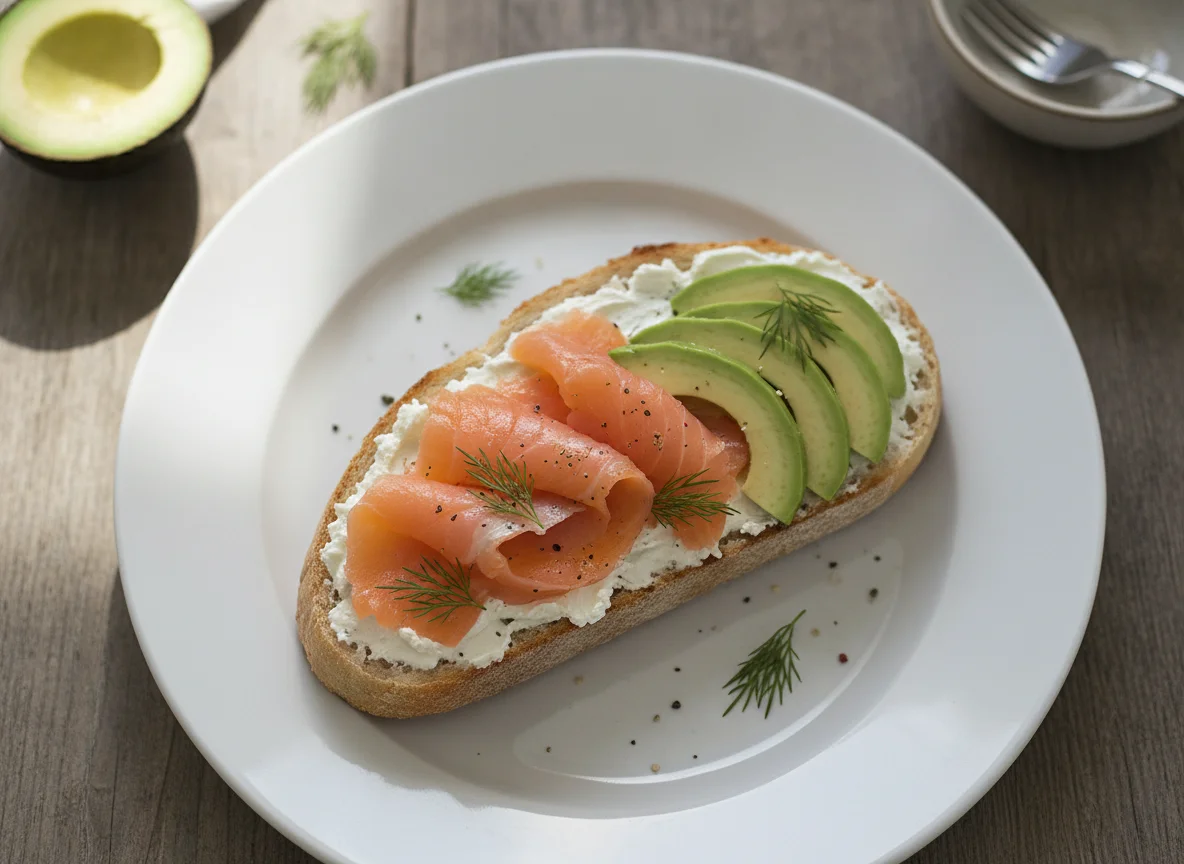 Lachsbrot mit Avocado photo