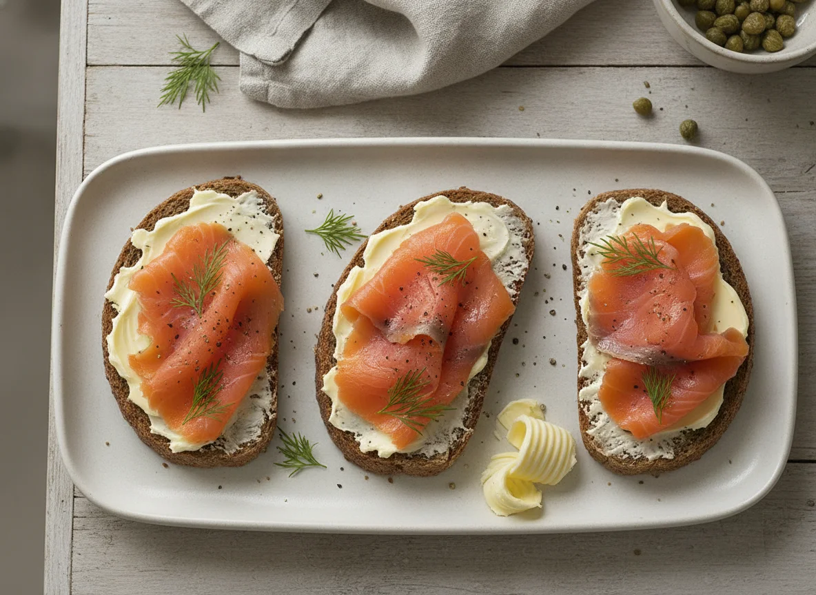 Lachsbrot mit Butter photo