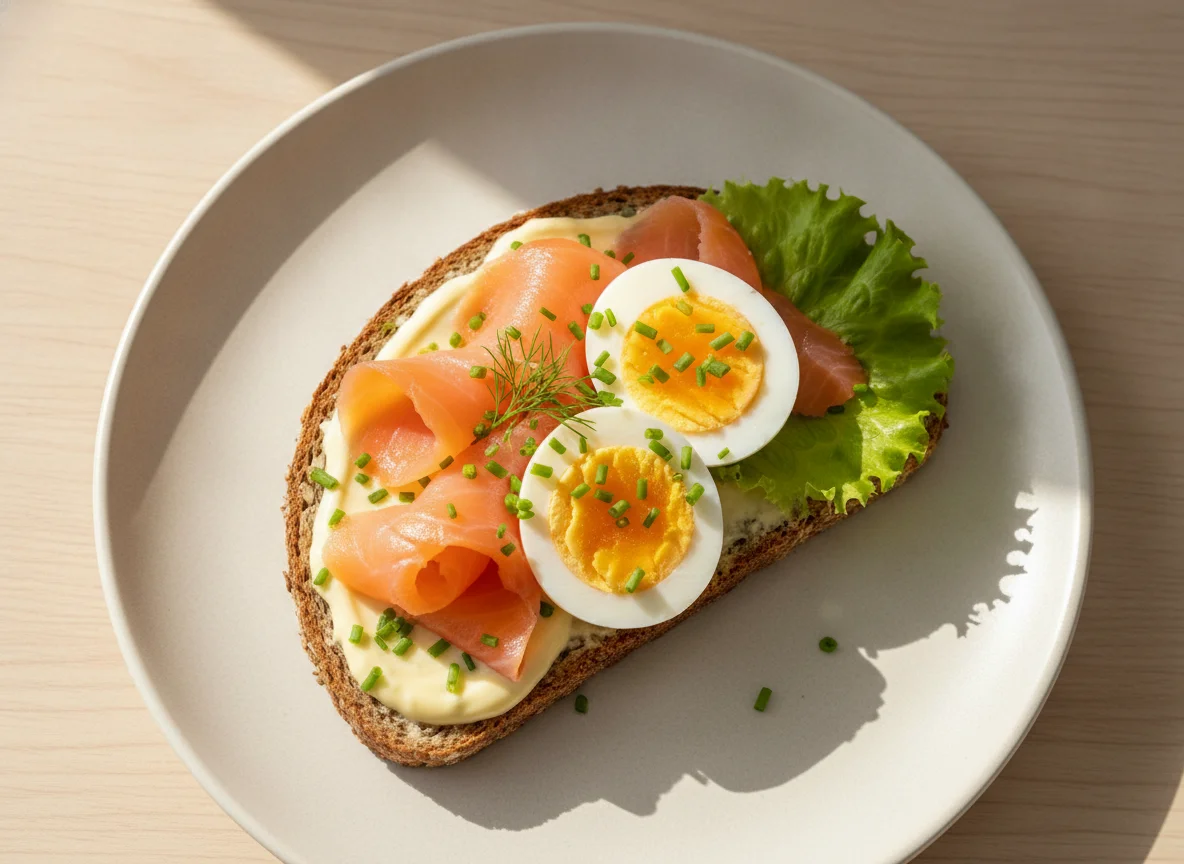 Lachsbrot mit Ei photo