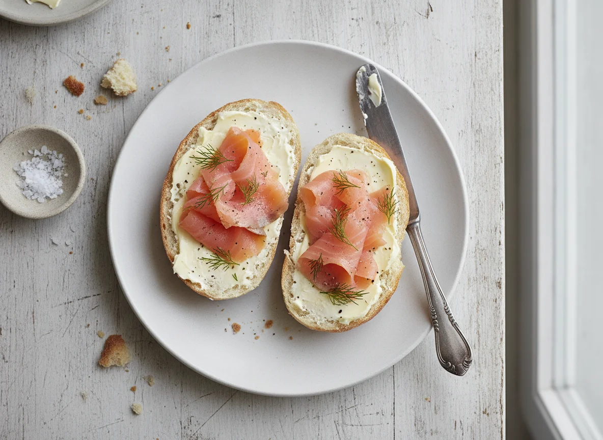 Lachsbrötchen mit Butter photo