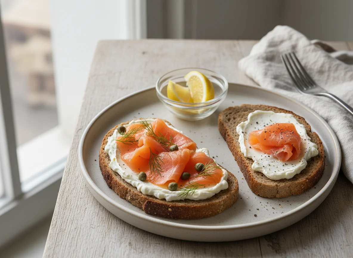 Lachsbrötchen mit Frischkäse photo