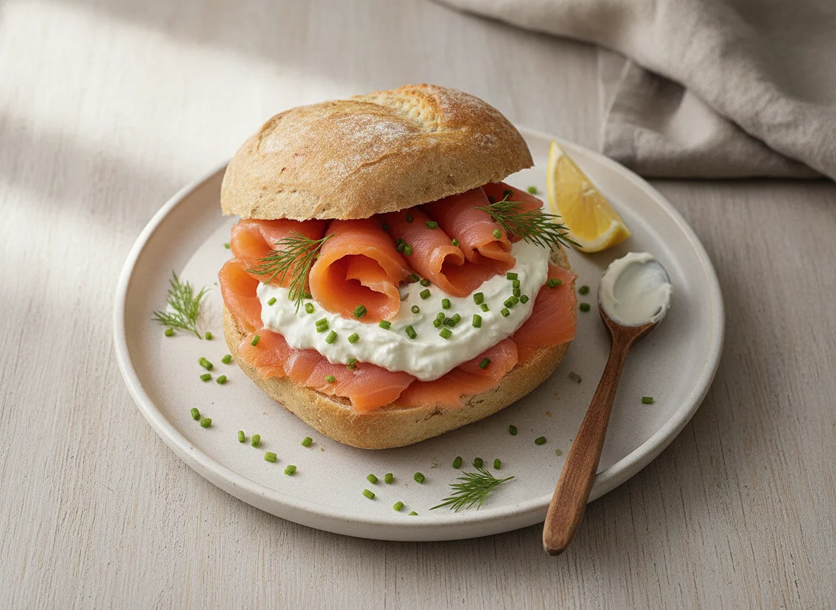 Lachsbrötchen mit Meerrettichcreme photo