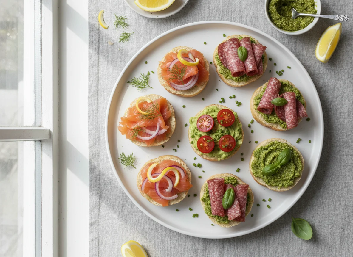 Lachs-Canapés und weitere Häppchen photo