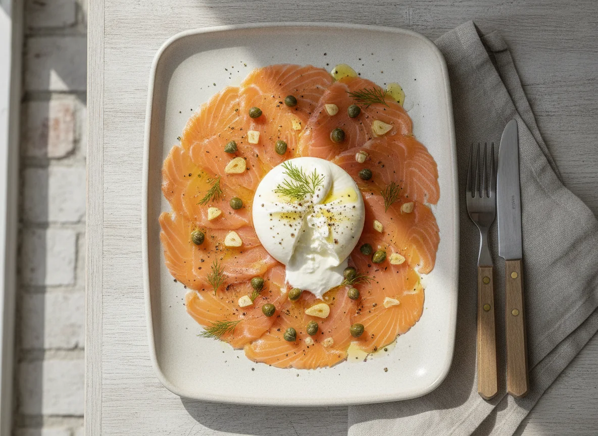 Lachs-Carpaccio mit Burrata photo