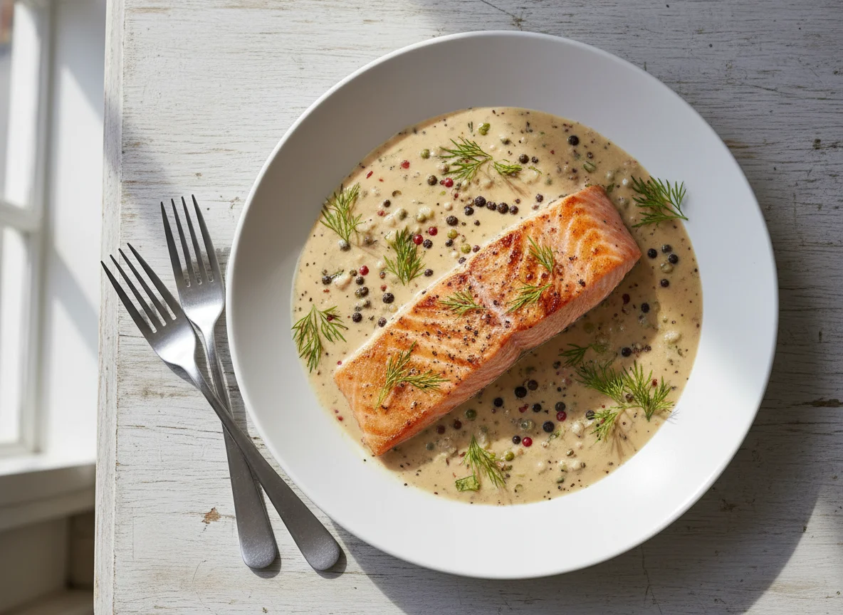 Lachsfilet in Pfeffersauce photo